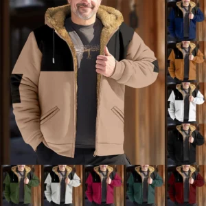 Men's Winter Print Jacket Men's Casual Trend Zipper Hooded Jacket