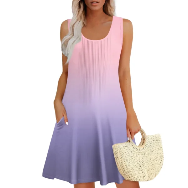 Womens Summer Dresses Loose  Sleeveless Sundresses Dress With Pockets - Image 22