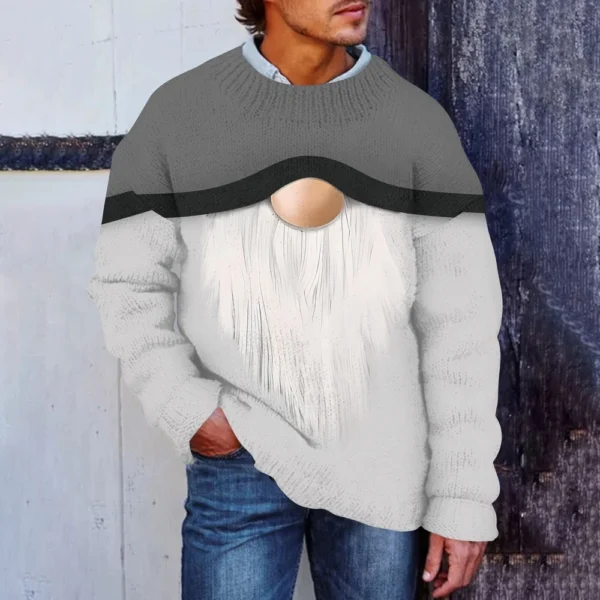 Men's Christmas Print Faux Sweater, Crewneck Sweatshirt, Loose Long-sleeved Top - Image 19