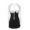Women 's Elegant Lace Dress Lace Patchwork Long Sleeve Low Cut Dress Backless - Image 8
