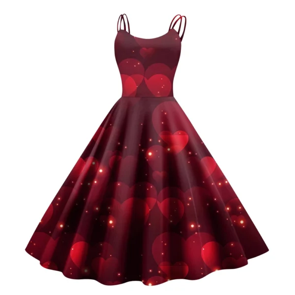 Christmas Ladies Casual Fashion Flower Print Sexy Off Shoulder Punk Retro Skirt - Image 14