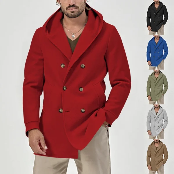 Men's trench coat long lapel hood casual trench coat - Image 10