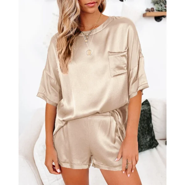 Set Solid Color Short Sleeve Short T-Shirt Pants Loose Casual Set - Image 28