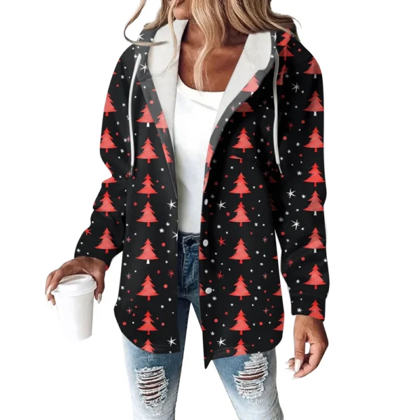 Women's Coat Casual And Fashionable Composite Thick And Warm Printed Hooded - Image 17