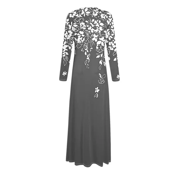Women's Casual Fashion Long Sleeve Graphic Printed Vintage Long Dresses Fall - Image 11