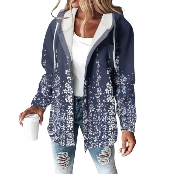 Women's Coat Casual And Fashionable Composite Thick And Warm Printed Hooded - Image 11