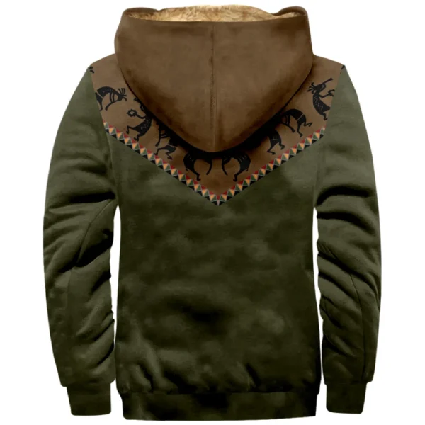 Men's Winter Print Jacket Men's Casual Trend Zipper Hooded Jacket - Image 12