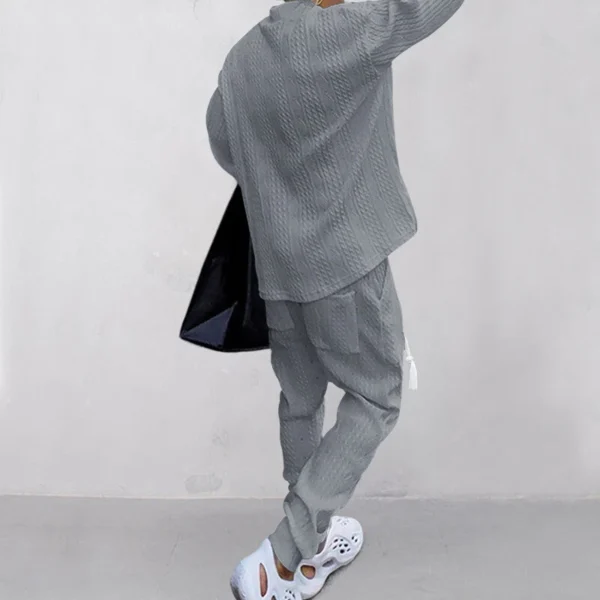Men's casual trousers V-neck jacquard knit suit - Image 12