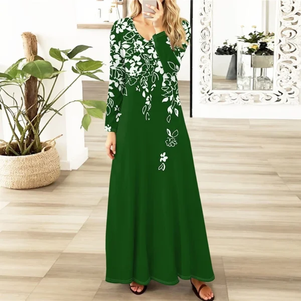 Women's Casual Fashion Long Sleeve Graphic Printed Vintage Long Dresses Fall - Image 19