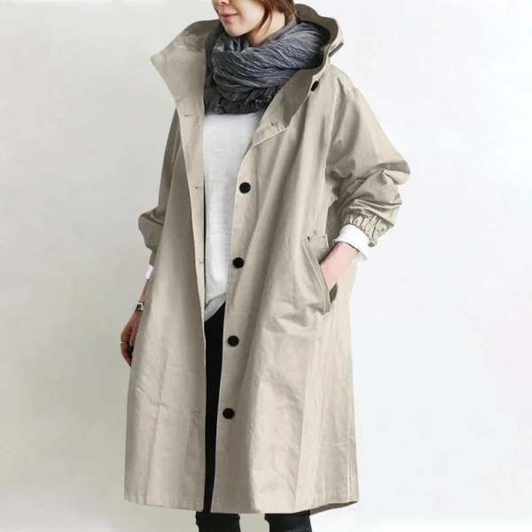 Jacket For Women Casual Plus Size Coat Solid Color Mid Length Windbreaker - Image 16