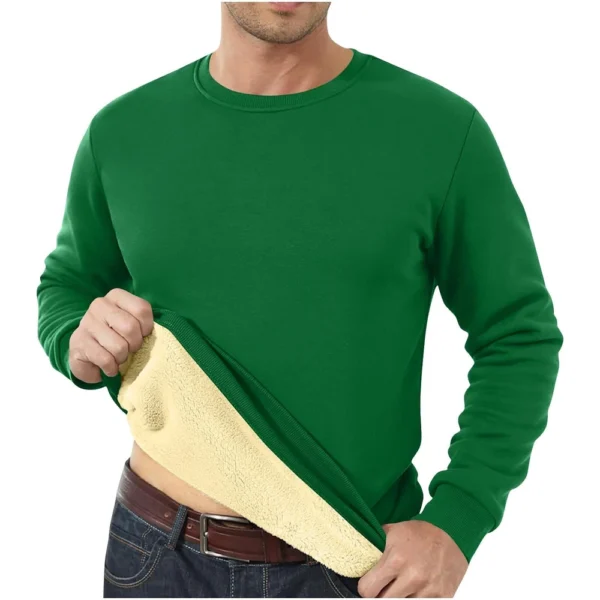 Men's Long Sleeve Fleece Casual Fuzzy Crewneck Pullover Warm Winter Sweatshirts - Image 21