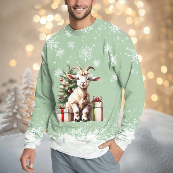 Men's Casual Fashion Comfortable Christmas Printed Round Neck Pullover - Image 13