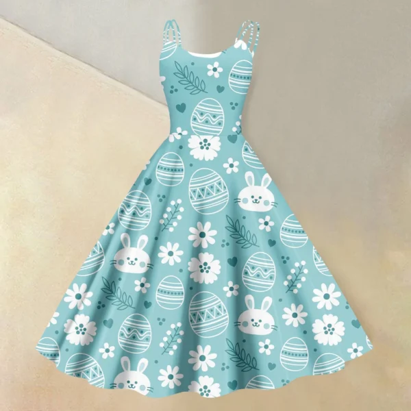 Women's  Casual Fashion Flower Print Sexy Off Shoulder Punk Retro Skirt - Image 16