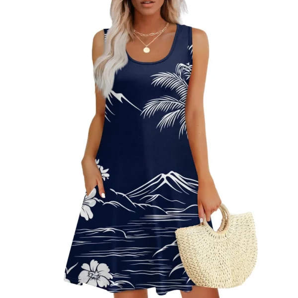 Women's Casual Fashion U-neck Sleeveless Print Dress - Image 22