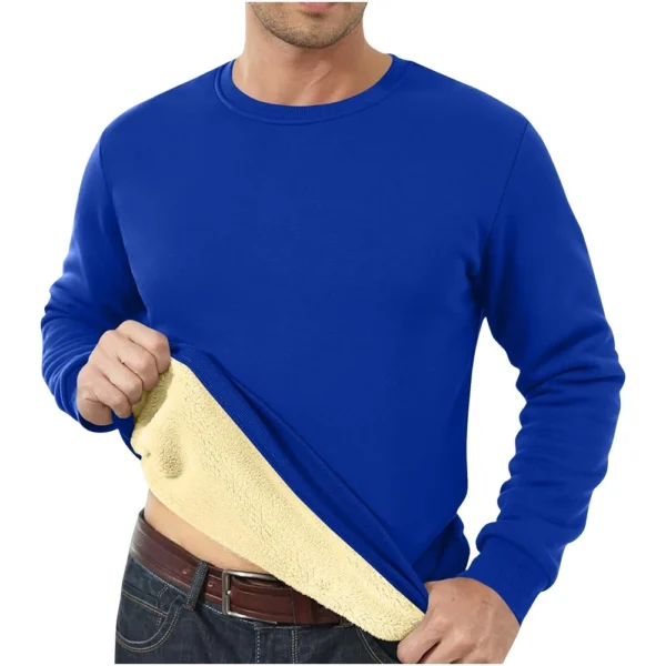 Men's Long Sleeve Fleece Casual Fuzzy Crewneck Pullover Warm Winter Sweatshirts - Image 27