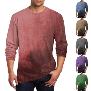 Men's T Shirt O-Neck Clothing Apparel Outdoor Long Sleeve Print Fashion