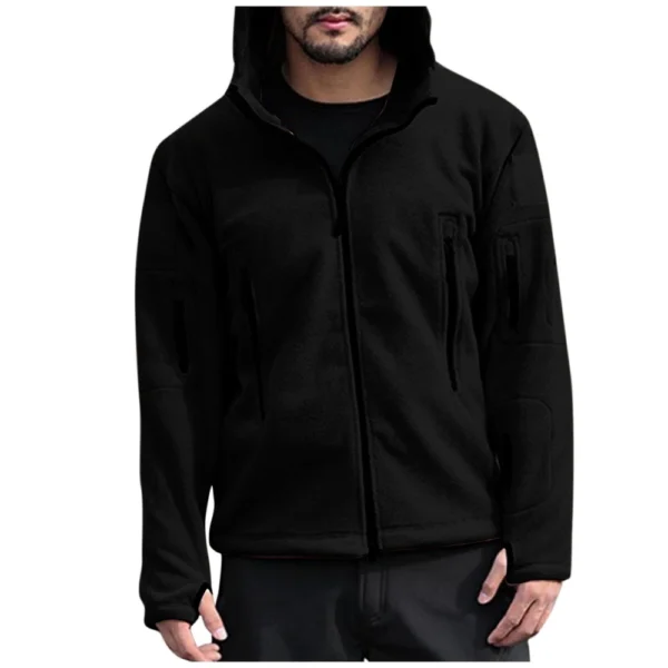 Men's Outdoor Warm Bladder Fleece Cold Proof Charge Coat Hood Jacket - Image 2