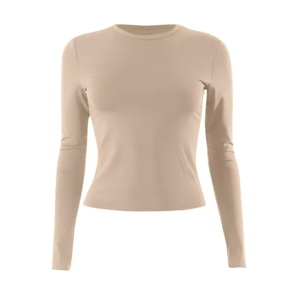 Women's Basic Long Sleeve Tops Slim Fit Stretchy Crew Neck T-Shirt Plain US - Image 3
