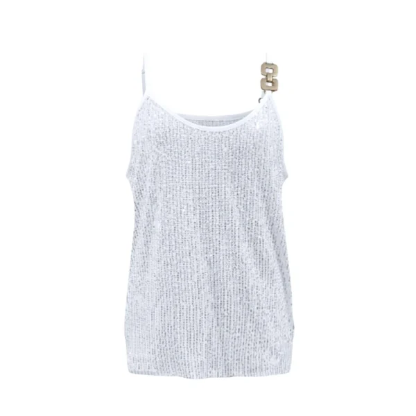 Women's Solid Color Sequined Sleeveless Suspender Top - Image 26