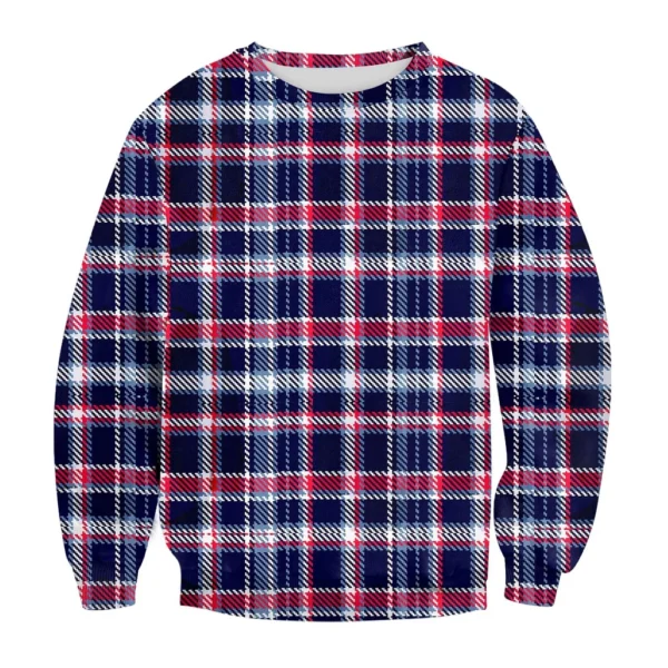 Men's Casual Fashion Comfortable Plaid Round Neck Pullover Sweatshirt Sweatshirt - Image 12