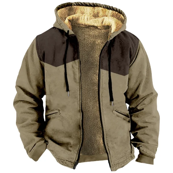 Men's Winter Print Jacket Men's Casual Trend Zipper Hooded Jacket - Image 6