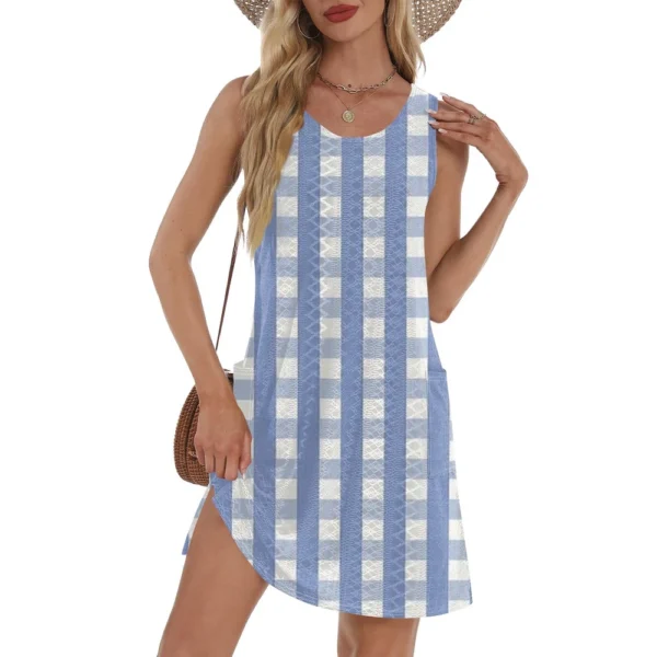 Women's Casual Sundress With Pockets Summer Boho Beach Dress T-Shirts Dress V - Image 16
