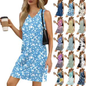 Women's V-neck Summer Casual Beach Vacation Women's Sleeveless Floral Print