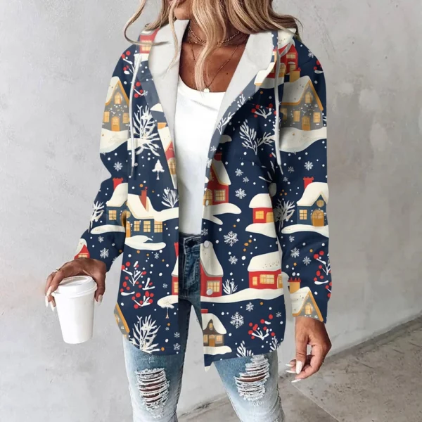 Women's Coat Casual And Fashionable Composite Thick And Warm Printed Hooded - Image 19