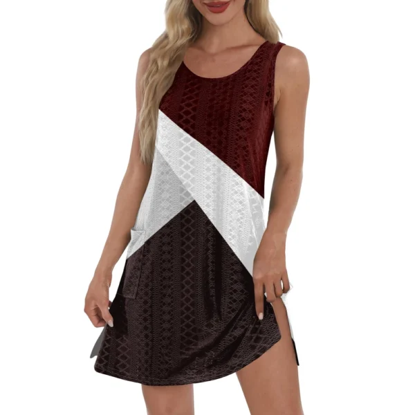Women's Casual Sundress With Pockets Summer Boho Beach Dress T-Shirts Dress V - Image 49