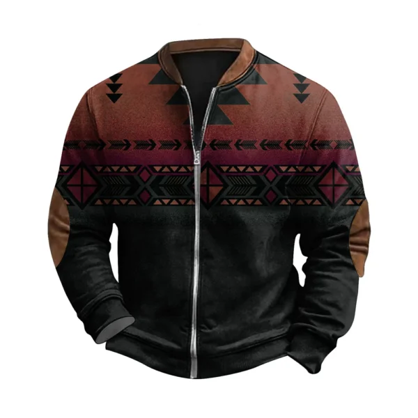 Men'S Retro Casual Sportswear With Open Zipper Sweatshirt Jacket - Image 2