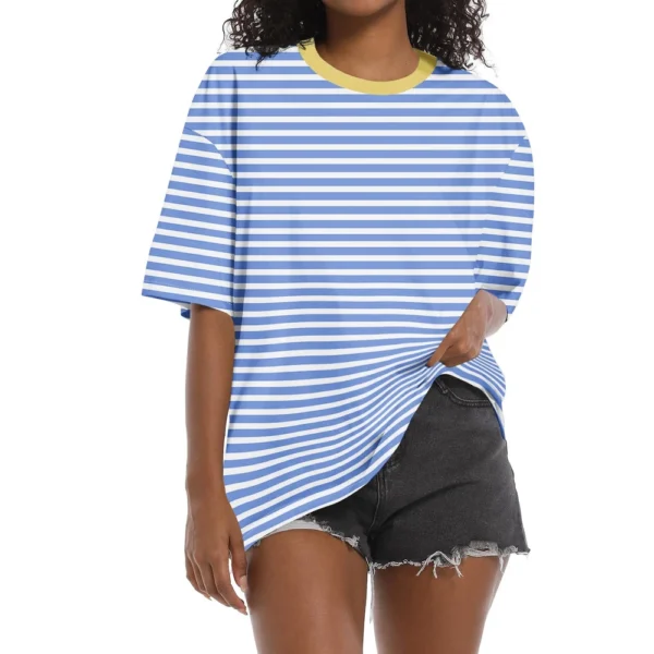 Shirt For Women's Fashion Casual Falling Shoulder Sleeves Round Neck Short - Image 22