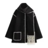 Women's scarf with patchwork tweed coat - Image 6