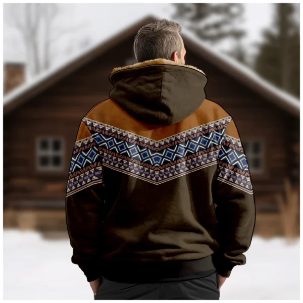 Men's Winter Print Jacket Men's Casual Trend Zipper Hooded Jacket - Image 12