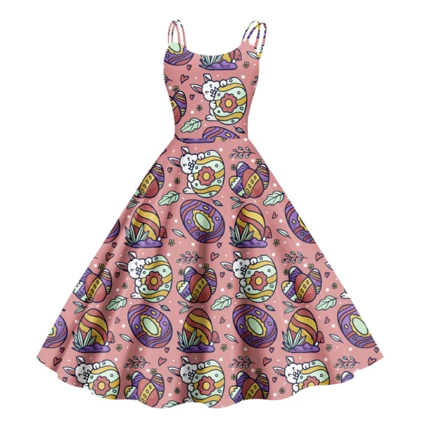Women's  Casual Fashion Flower Print Sexy Off Shoulder Punk Retro Skirt - Image 3