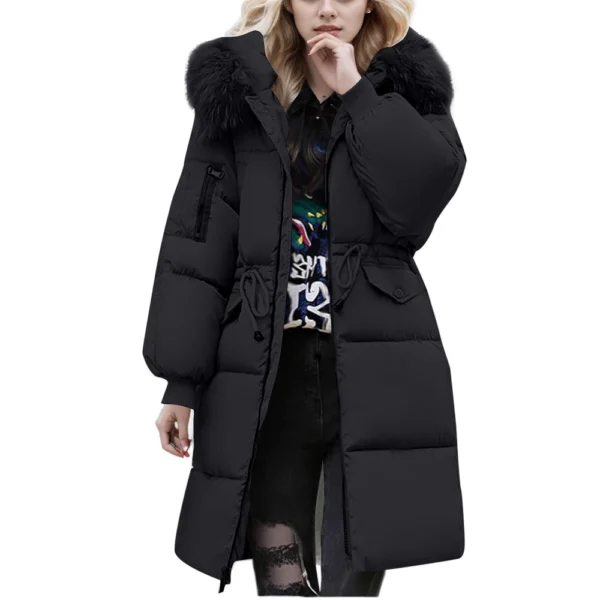 Women's Solid Color Down Cotton Jacket Medium-length Bread Clothing Large - Image 3