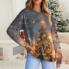 Women's Casual Fashion Comfortable Raglan Sleeve V-Neck Christmas Print - Image 28