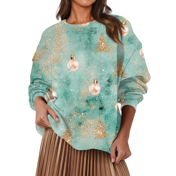 Women's Fashion Casual Round Neck Loose Long Sleeve Solid Color Sweatshirt - Image 32