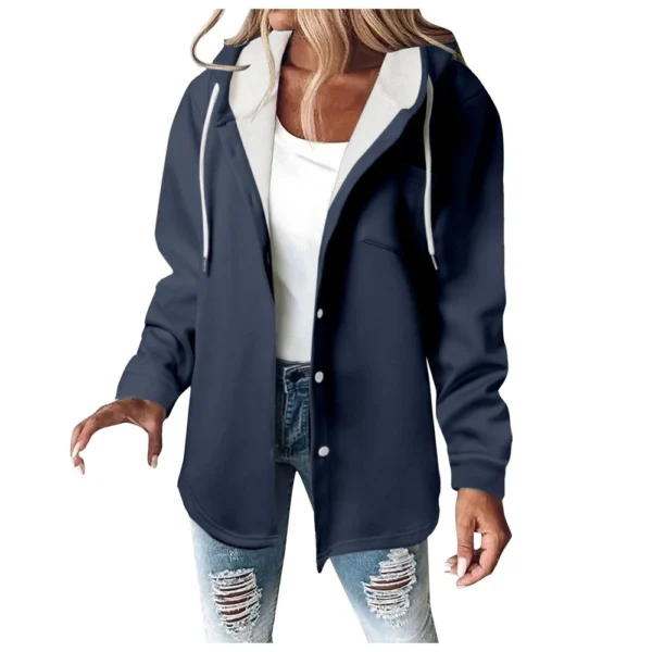 Fleece Hoodies For Women Warm Print Sweatshirt Button Lined Drawstring Hooded - Image 41