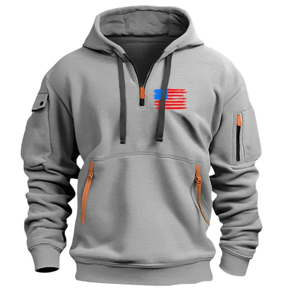 Men's Printed Sweatshirt Hoodie Zipper Arm Pocket Cardigan Men's Sports Large - Image 26