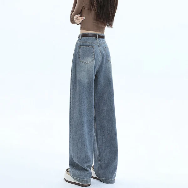 Ladies Fashion Retro Personality Wash Old High-Waisted Retro Loose Straight Leg - Image 5