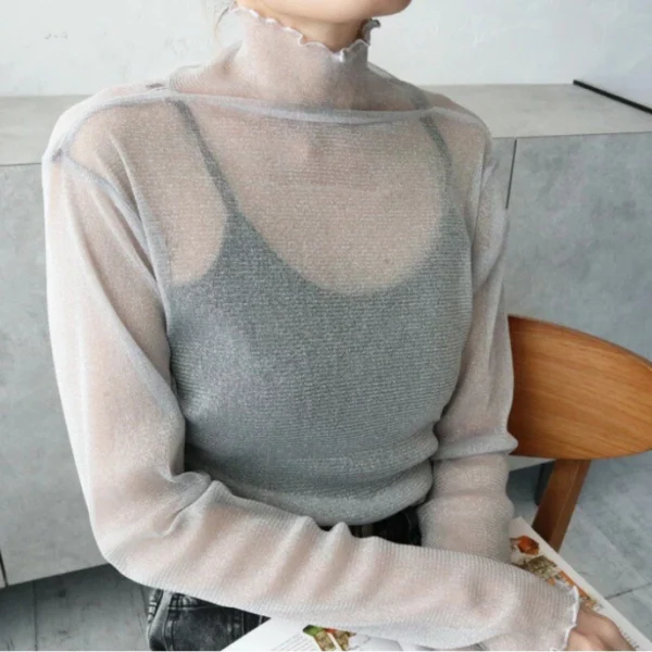 Women's perspective long-sleeved turtleneck bottoming shirt - Image 2