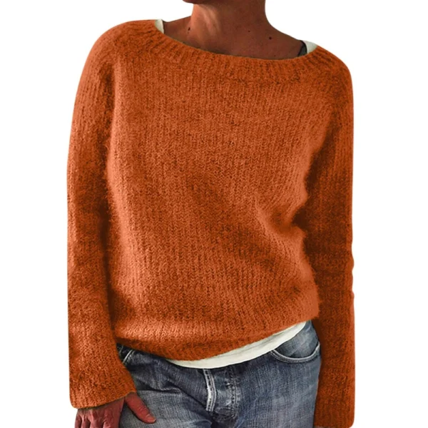 Women's Fashionable Casual Solid Color Round Neck Pullover Loose Long Sleeved - Image 29