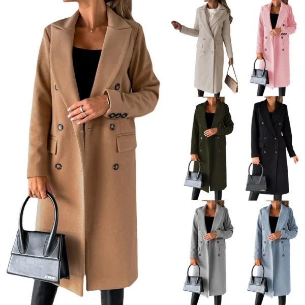 Women's long-sleeved lapel solid color slim-fit coat coat