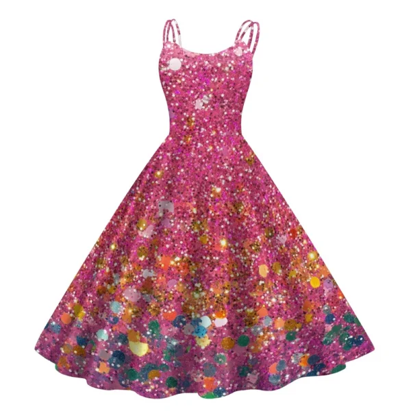 Women's Christmas Printed Punk Fashion Sexy Strapless Dress Gothic Cocktail - Image 52