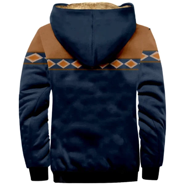 Men's Winter Print Jacket Men's Casual Trend Zipper Hooded Jacket - Image 12
