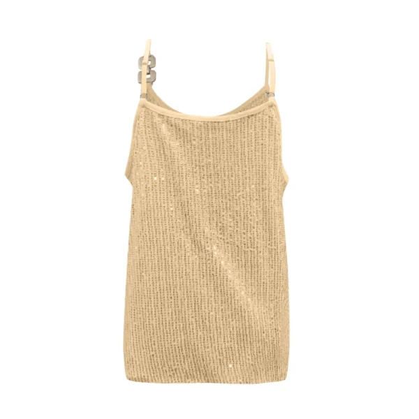 Women's Solid Color Sequined Sleeveless Suspender Top - Image 14