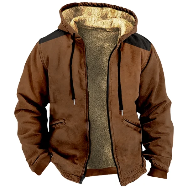 Men's Winter Print Jacket Men's Casual Trend Zipper Hooded Jacket - Image 28