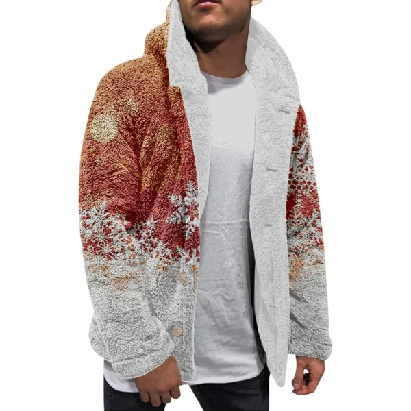 Men'S Winter Zipper Hooded Fleece Sweatshirt With Patch Pocket Casual Jacket - Image 3