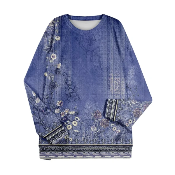 Women's Fashion Casual Round Neck Loose Long Sleeve Retro Printed Sweatshirt - Image 12