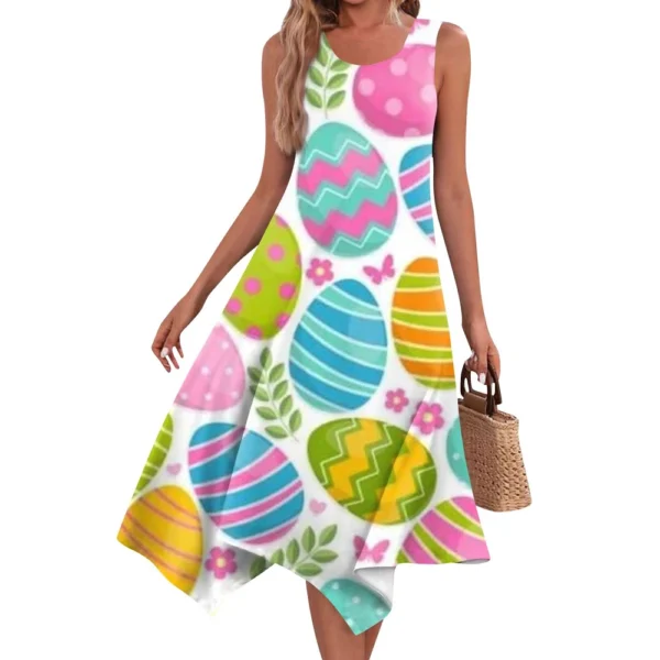Women's Easter Sundresses Casual Printed Dresses Fashion Summer Loose Dress - Image 7